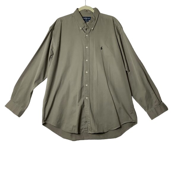 Ralph Lauren Blake Men's Button Down Shirt Men XL Brown Cotton Long Sleeve - Picture 1 of 7